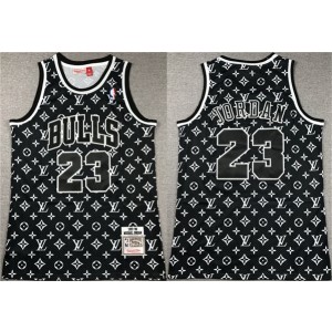 NBA Bulls 23 Michael Jordan Black 1997-98 Throwback Men Jersey