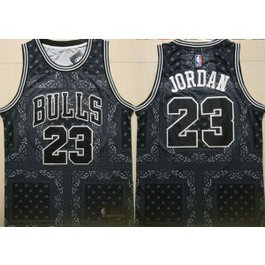 NBA Bulls 23 Michael Jordan Black Fashion Swingman Men Jersey
