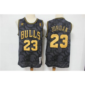 NBA Bulls 23 Michael Jordan Black Hardwood Classics Men Jersey 2