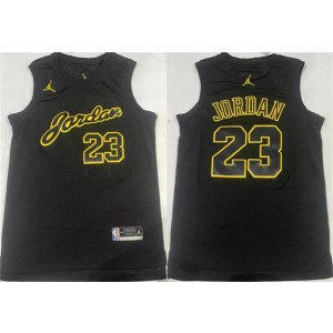 NBA Bulls 23 Michael Jordan Black Jordan Men Jersey