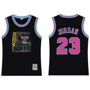 NBA Bulls 23 Michael Jordan Black Pink Hardwood Classics Men Jersey