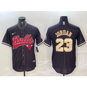 NBA Bulls 23 Michael Jordan Black Red Vapor Baseball Limited Men Jersey