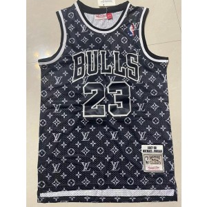 NBA Bulls 23 Michael Jordan Black Throwback Men Jersey