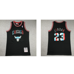 NBA Bulls 23 Michael Jordan Black Throwback Men Jersey