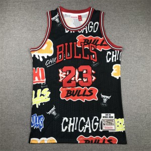 NBA Bulls 23 Michael Jordan Black Throwback Men Jersey