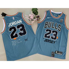 NBA Bulls 23 Michael Jordan Blue Commemorative Edition Basketball Men Jersey