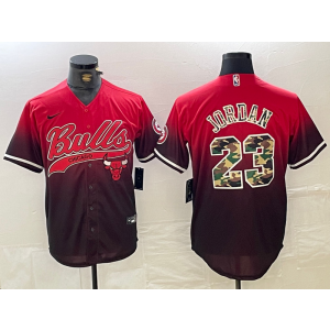 NBA Bulls 23 Michael Jordan Camo Red Vapor Baseball Limited Men Jersey