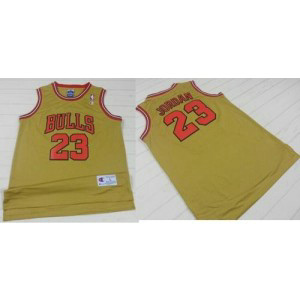NBA Bulls 23 Michael Jordan Gold 1997 Throwback Classic Men Jersey
