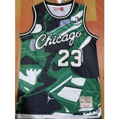 NBA Bulls 23 Michael Jordan Green Hardwood Classics Men Jersey