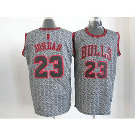 NBA Bulls 23 Michael Jordan Grey Static Men Jersey