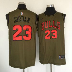 NBA Bulls 23 Michael Jordan Olive Nike Swingman Men Jersey