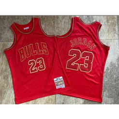 NBA Bulls 23 Michael Jordan Red 1996-97 Hardwood Classics Men Jersey