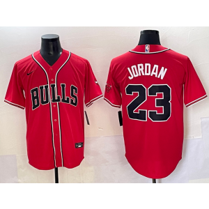 NBA Bulls 23 Michael Jordan Red Baseball Vapor Limited Men Jersey