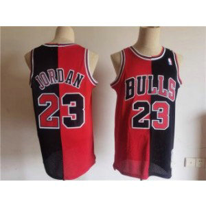 NBA Bulls 23 Michael Jordan Red Black Split Split Basketball Men Jersey