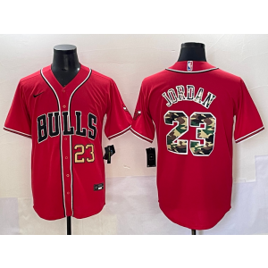 NBA Bulls 23 Michael Jordan Red Camo Baseball Vapor Limited Men Jersey
