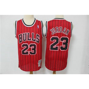 NBA Bulls 23 Michael Jordan Red Hardwood Classics Men Jersey 1