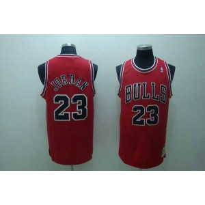 NBA Bulls 23 Michael Jordan Red Throwback Men Jersey 2