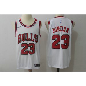 NBA Bulls 23 Michael Jordan White Nike Men Jersey