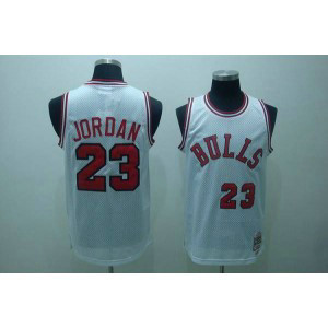 NBA Bulls 23 Michael Jordan White Throwback Men Jersey 1
