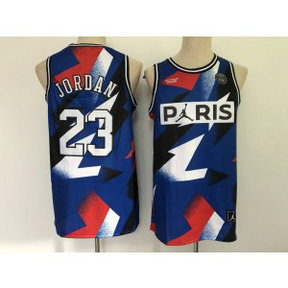 NBA Bulls 23 Paris Saint Germain Blue Men Jersey
