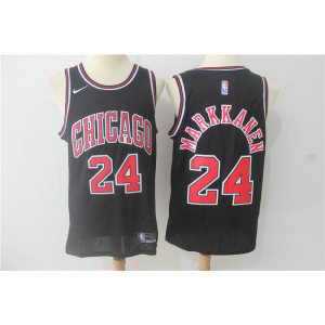 NBA Bulls 24 Laur Markkanen Black Nike Swingman Men Jersey 1