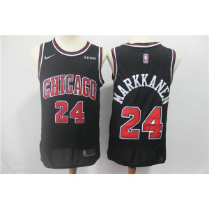 NBA Bulls 24 Laur Markkanen Black Nike Swingman Men Jersey