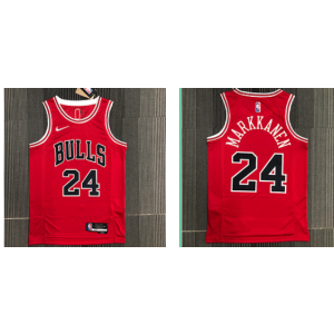 NBA Bulls 24 Laur Markkanen Red Men Jersey
