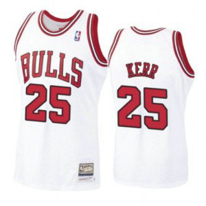 NBA Bulls 25 Steve Kerr White Throwback Men Jersey