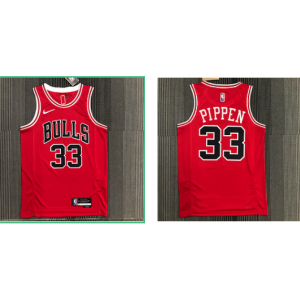 NBA Bulls 33 Scottie Pippen Red Men Jersey