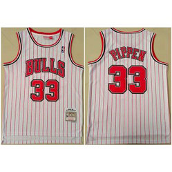 NBA Bulls 33 Scottie Pippen White Throwback Men Jersey