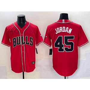 NBA Bulls 45 Michael Jordan Red Baseball Vapor Limited Men Jersey