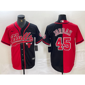 NBA Bulls 45 Michael Jordan Red Black Split Vapor Baseball Limited Men Jersey