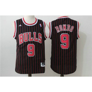 NBA Bulls 9 Rajon Rondo Black Red Line Swingman Men Jersey