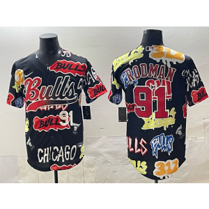 NBA Bulls 91 Dennis Rodman Fashional Baseball Vapor Limited Men Jersey