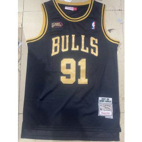 NBA Bulls 91 Dennis Rodman M&N Basketball Men Jersey