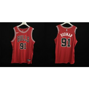 NBA Bulls 91 Dennis Rodman Red New AU Style Men Jersey