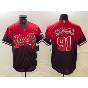NBA Bulls 91 Dennis Rodman Red Vapor Baseball Limited Men Jersey
