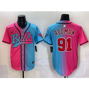 NBA Bulls 91 Rodman Blue Pink Baseball Vapor Limited Men Jersey