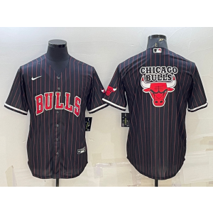 NBA Bulls Blank Black Baseball Logo Nike Men Jersey
