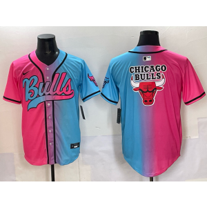 NBA Bulls Blank Blue Pink Split Baseball Vapor Limited Men Jersey