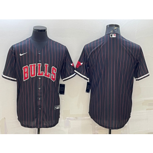 NBA Bulls Blank Red Black Baseball Men Jersey
