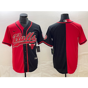 NBA Bulls Blank Red Black Split Baseball Nike Men Jersey