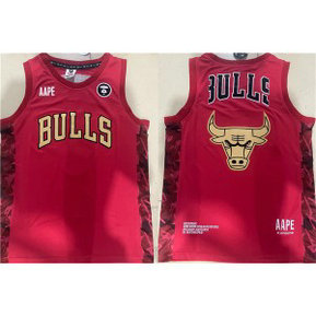 NBA Bulls Red Big Logo Stitched Basketball Men Jersey