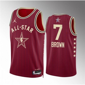 NBA Celtics 7 Jaylen Brown Crimson 2024 All Star Jordan Men Jersey NBA Celtics 7 Jaylen Brown Crimson 2024 All Star Jordan Men Jersey