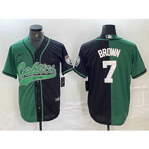 NBA Celtics 7 Jaylen Brown Green Black Split Vapor Baseball Limited Men Jersey NBA Celtics 7 Jaylen Brown Green Black Split Vapor Baseball Limited Men Jersey