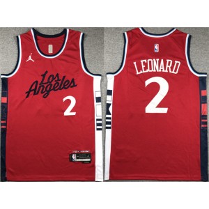 NBA Clippers 2 Kawhi Leonard Red Jordan Men Jersey