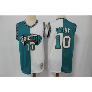 NBA Grizzlies 10 Mike Bibby Blue White Split Hardwood Classics Men Jersey