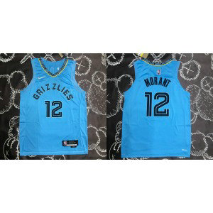 NBA Grizzlies 12 Ja Morant Blue New AU Style Men Jersey