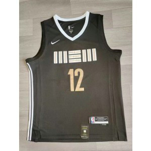NBA Grizzlies 12 Morant Black 2023-24 City Nike Men Jersey