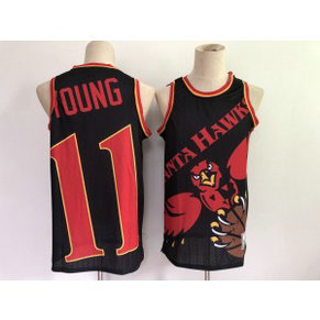 NBA Hawks 11 Trae Young Black Big Face Men Jersey